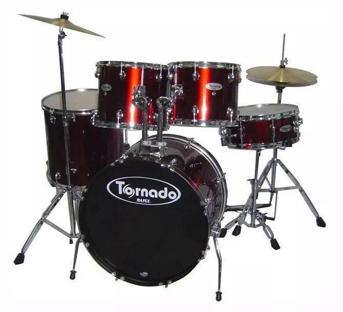 Tornado 5-Piece Rock Drum Kit with Cymbals, Hardware & Throne - Burgundy