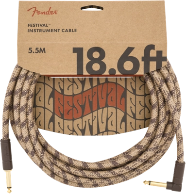 Fender - Festival Hemp Instrument Cable, Straight/Angle,18.6 - Brown Stripe