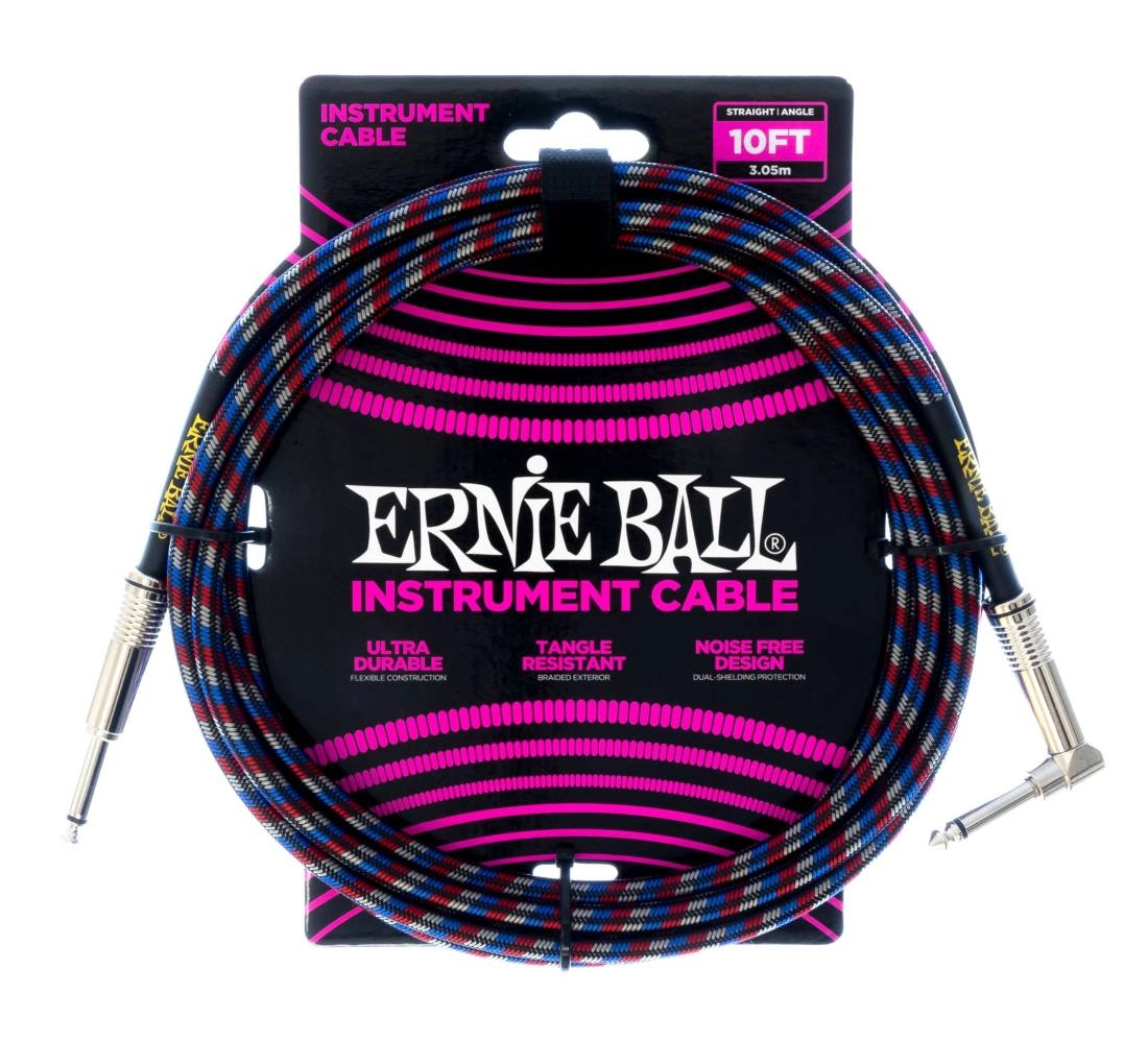 10\' Straight/Angle Braided Cable - Limited Edition Red/Blue/White