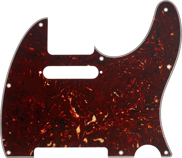 8-Hole Modern Telecaster Pickguard, 4-Ply - Tortoise Shell