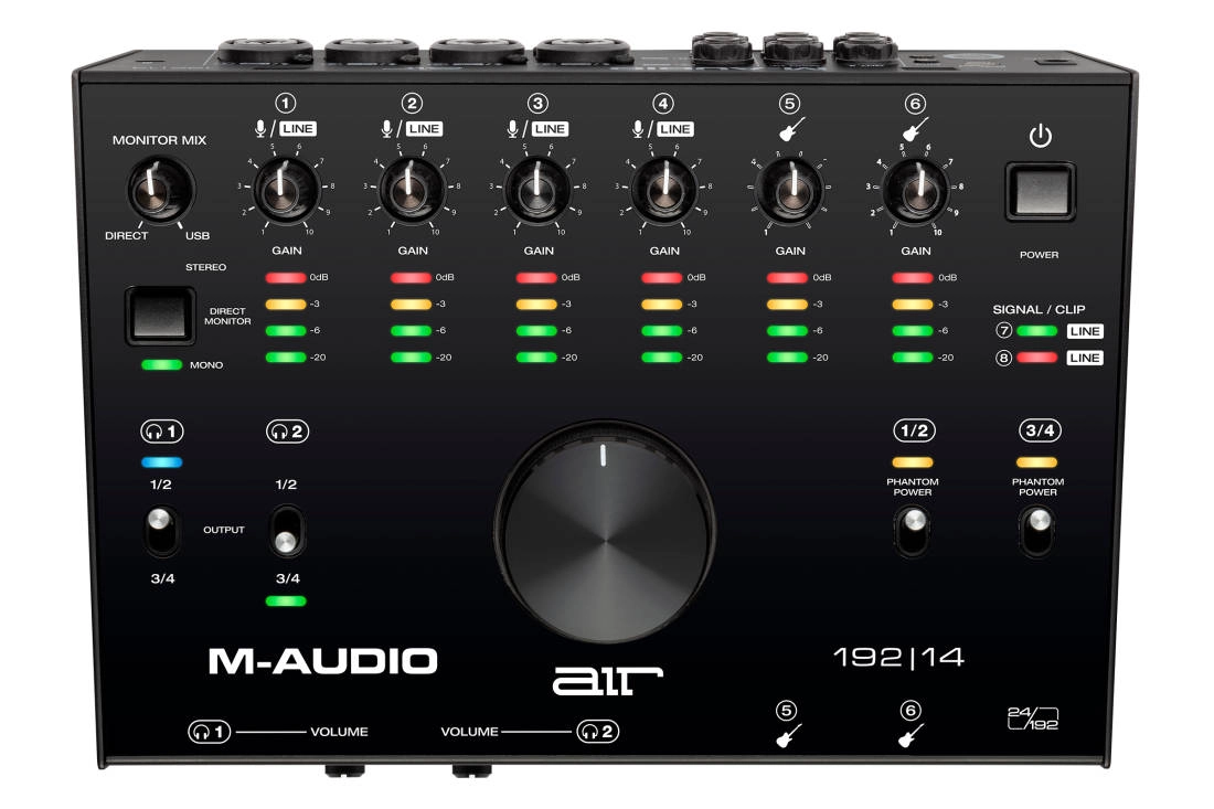 Interface audio USB AIR 192|14 à 8 entrées et 4 sorties, 24/192