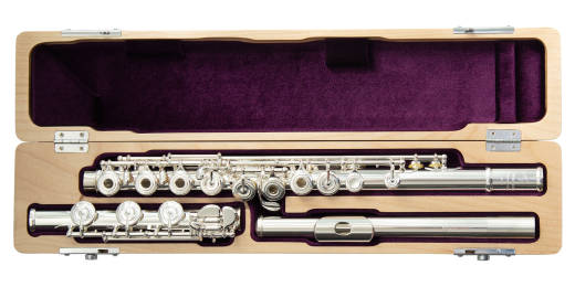 Virtuoso Series Sterling Silver Flute with Open Holes, Offset G, B-Foot and Sterling Silver Headjoint