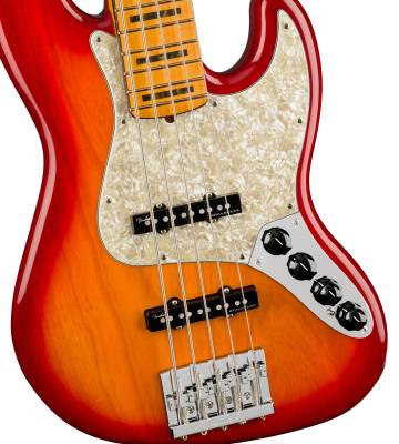 American Ultra Jazz Bass V, Maple Fingerboard - Plasma Red Burst