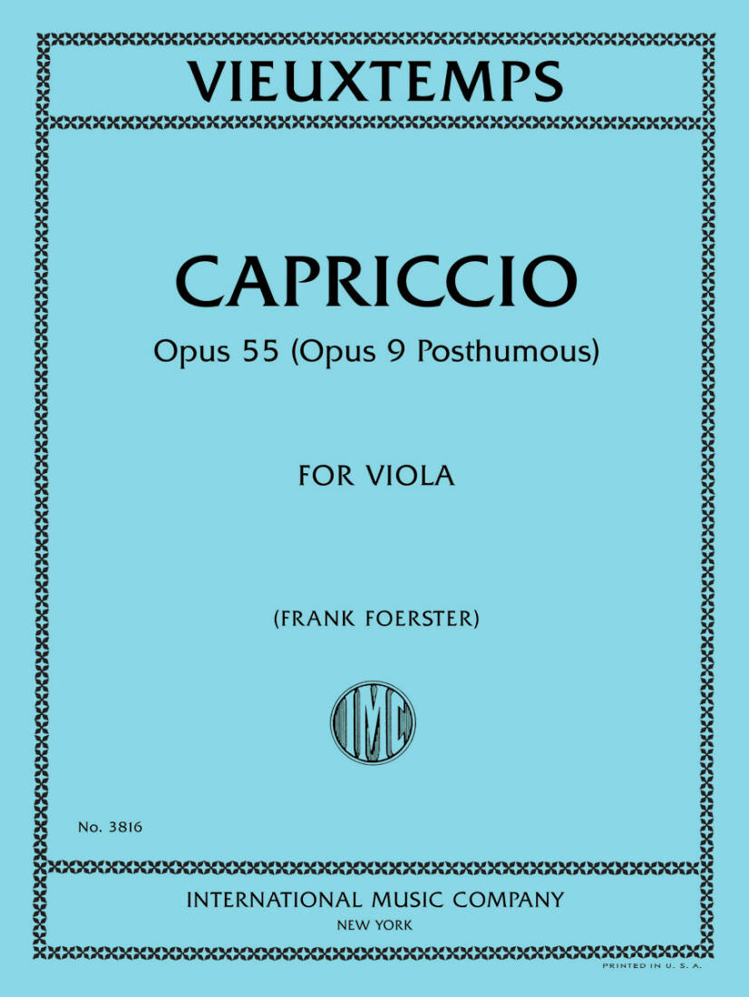 Capriccio, Opus 55 (Op. 9 Posthumous) - Vieuxtemps/Foerster - Viola - Book