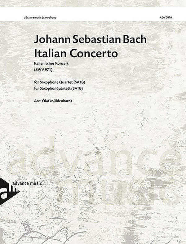 Italian Concerto (BWV 971) - Bach/Muhlenhardt - Saxophone Quartet (SATBar) - Score/Parts