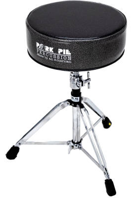 Pork Pie Percussion - Round Seat Drum Throne  - Black Sparkle/Vinyl Charcoal Top