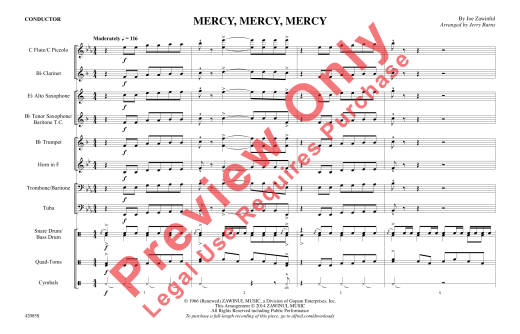 Mercy, Mercy, Mercy - Zawinul/Burns - Marching Band - Gr. 1.5