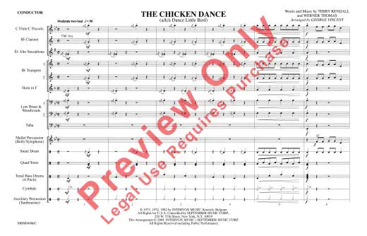 The Chicken Dance - Rendall /Werner /Vincent - Marching Band - Gr. 2.5
