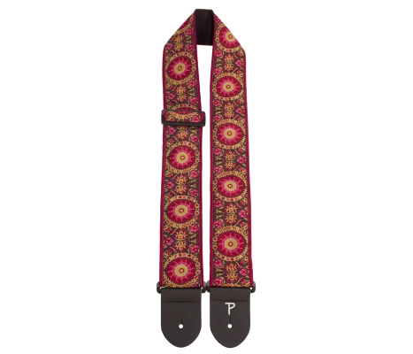 Perris Leathers Ltd - 2.5 Medallion Design Jacquard Strap - Burgundy