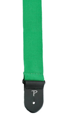 2\'\' Cotton Guitar Strap with Leather Ends - Green