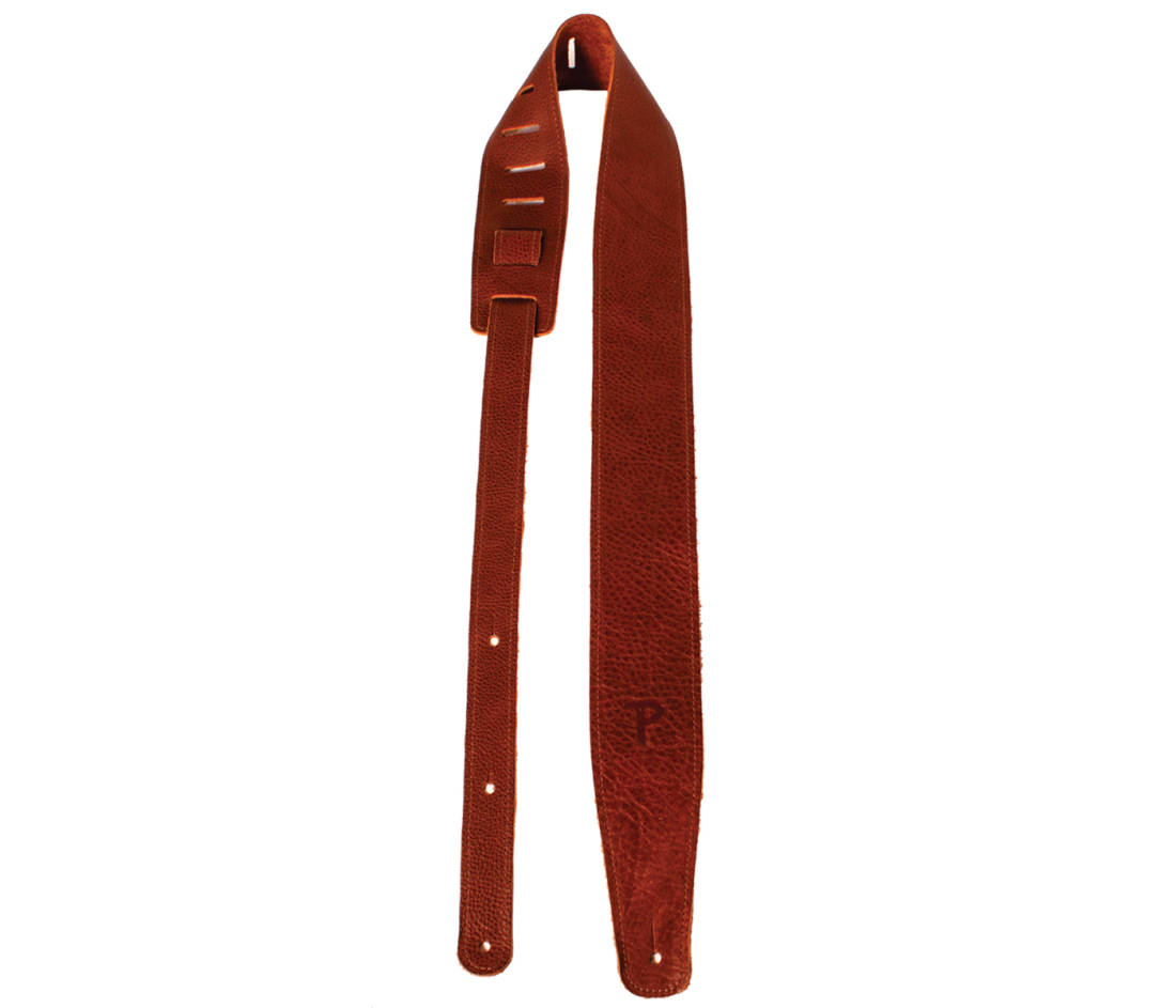 2.5\'\' Soft Saddle Leather Guitar Strap - Rust