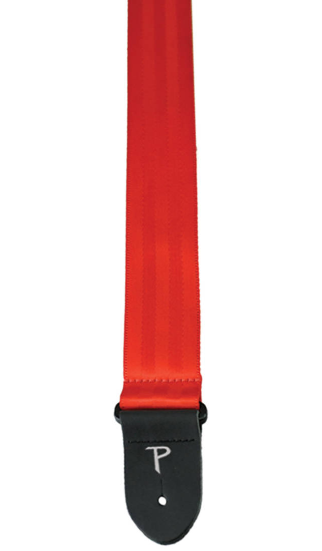 2\'\' Seatbelt Guitar Strap with Leather Ends - Red