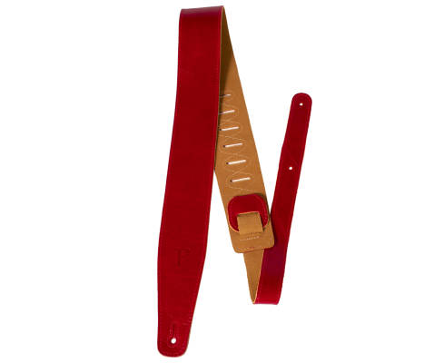 2.5\'\' Top Grain Italian Leather Guitar Strap - Red
