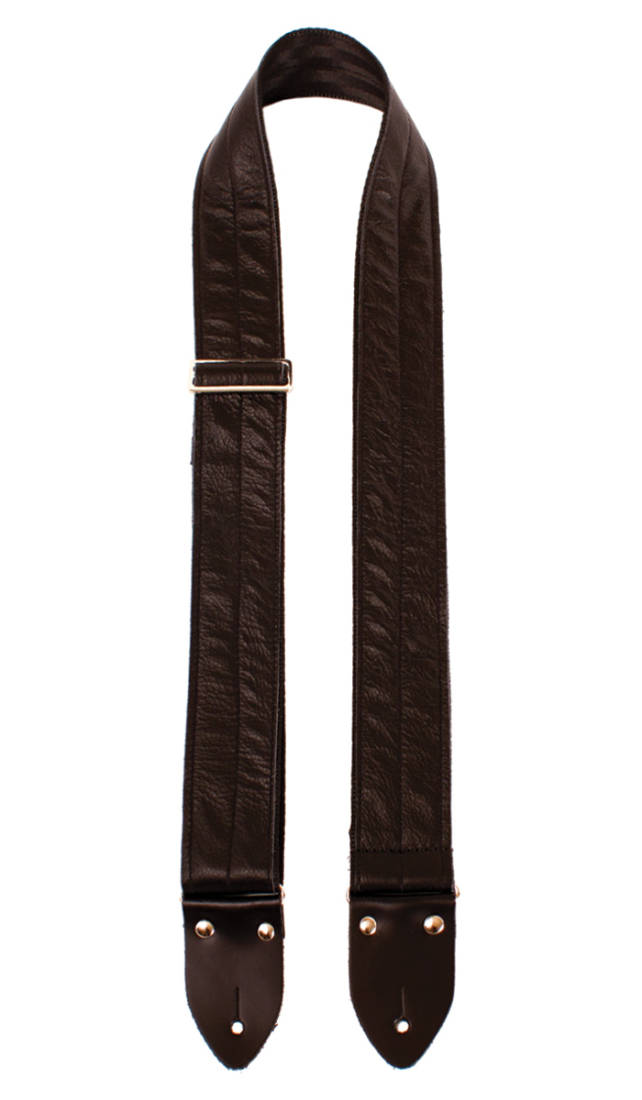 2\'\' Easy Slide Leather Guitar Strap with Seatbelt Backing - Black