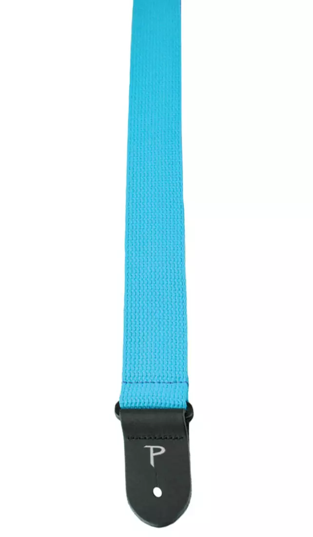 2\'\' Cotton Guitar Strap with Leather Ends - Teal