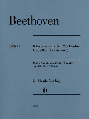 G. Henle Verlag - Piano Sonata no. 26 E flat major op. 81a (Les Adieux) - Beethoven/Gertsch/Perahia - Book