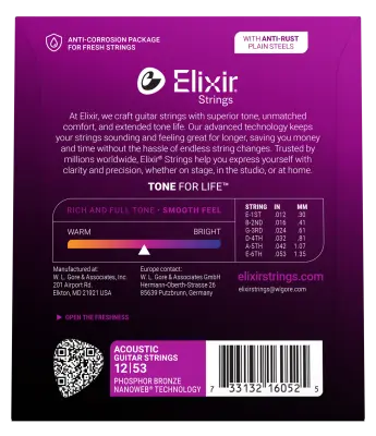 NANOWEB Phosphor Bronze 12-53 Light Acoustic Strings