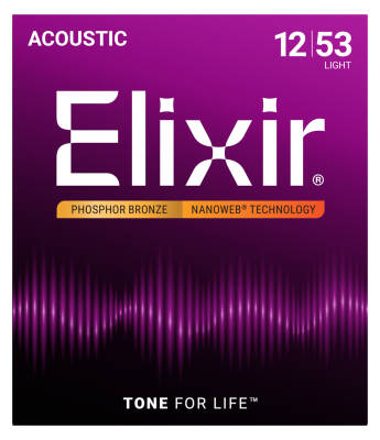 Elixir Strings - NANOWEB Phosphor Bronze 12-53 Light Acoustic Strings