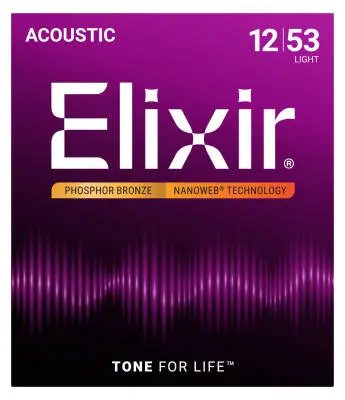 Elixir Strings - NANOWEB Phosphor Bronze 12-53 Light Acoustic Strings