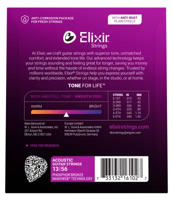 NANOWEB Phosphor Bronze 13-56 Medium Acoustic Strings