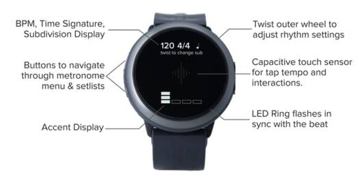 Core Steel Bluetooth Metronome/Tuner/Decibel Meter/Smart Watch