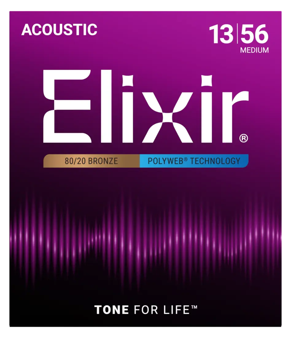 80/20 Bronze Acoustic Guitar Strings w POLYWEB Technology, Medium (.013-.056)