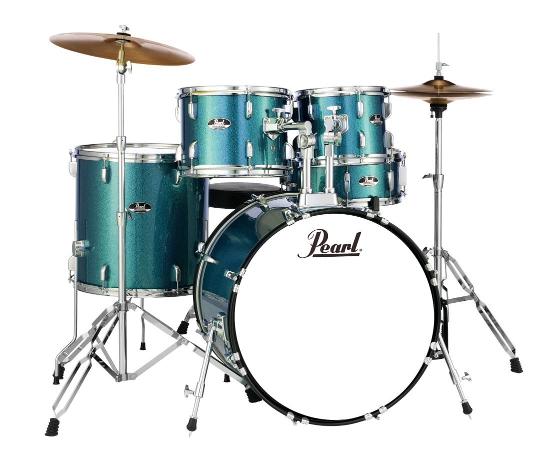Roadshow 5-Piece Drum Kit (22,10,12,16,SD) with Hardware and Cymbals - Aqua Blue