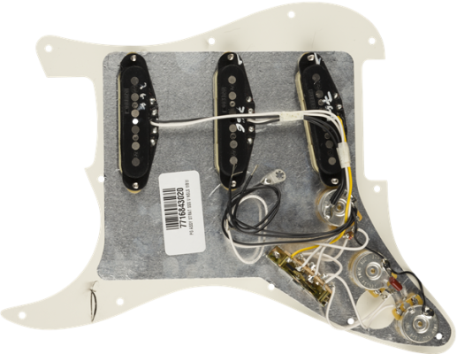 Pre-Wired Stratocaster Vintage Noiseless SSS Pickguard, 11 Hole - Parchment