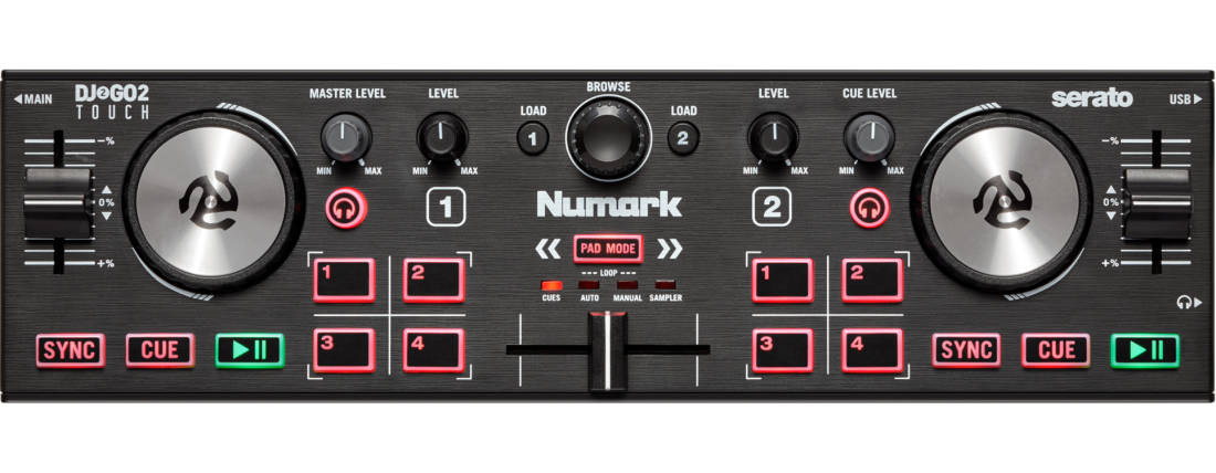 Numark DJ2GO2 Touch Pocket DJ Controller With Capacitive Touch Jog 