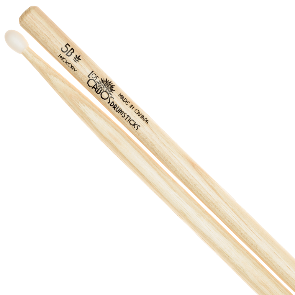 White Hickory Nylon-Tipped 5B Drumstick Made in Canada