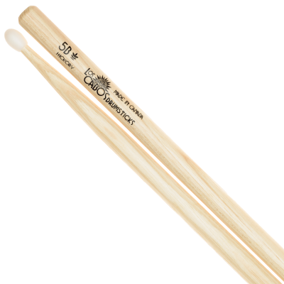 Los Cabos Drumsticks - White Hickory Nylon-Tipped 5B Drumstick Made in Canada