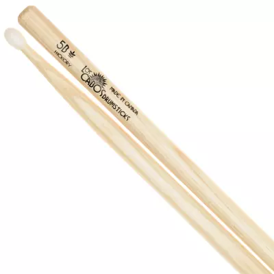 Los Cabos Drumsticks - White Hickory Nylon-Tipped 5B Drumstick Made in Canada