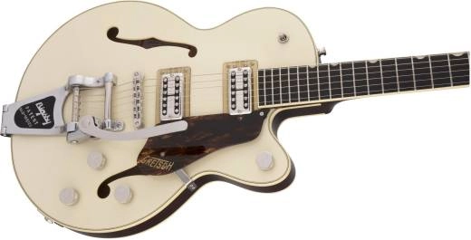 G6659T Players Edition Broadkaster Jr. Center Block Single-Cut with String-Thru Bigsby, Ebony Fingerboard - Two-Tone Lotus Ivory/Walnut Stain