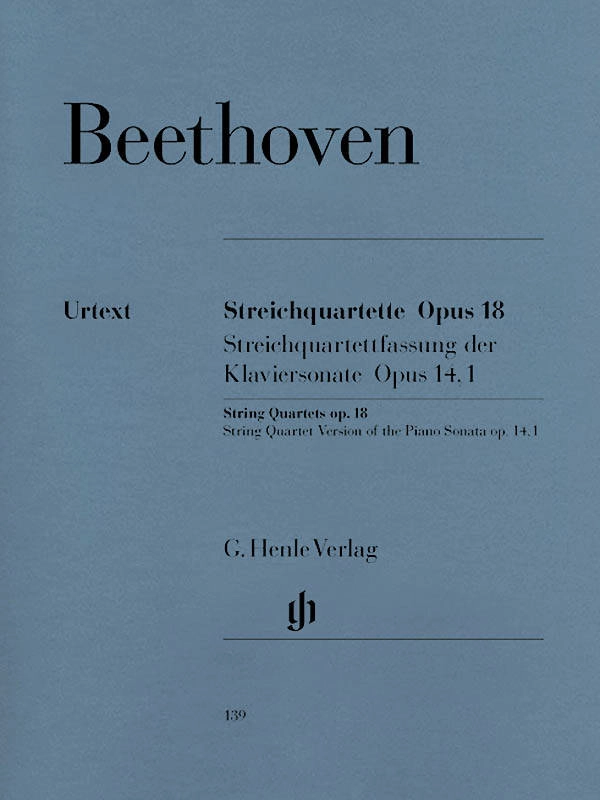 String Quartets op. 18, and String Quartet Version of the Piano Sonata F major op. 14,1 - Beethoven/Mies - String Quartet - Parts Set