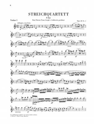 String Quartets op. 18, and String Quartet Version of the Piano Sonata F major op. 14,1 - Beethoven/Mies - String Quartet - Parts Set