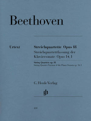 G. Henle Verlag - String Quartets op. 18, and String Quartet Version of the Piano Sonata F major op. 14,1 - Beethoven/Mies - String Quartet - Parts Set