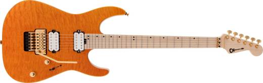 Pro-Mod DK24 HH FR M Mahogany with Quilt Maple, Maple Fingerboard - Dark Amber