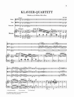 Piano Quartets K. 478 and 493 - Mozart /Herttrich /Theopold - Violin/Viola/Cello/Piano - Parts Set