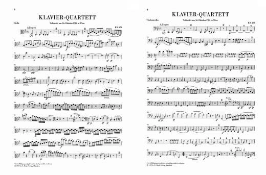 Piano Quartets K. 478 and 493 - Mozart /Herttrich /Theopold - Violin/Viola/Cello/Piano - Parts Set