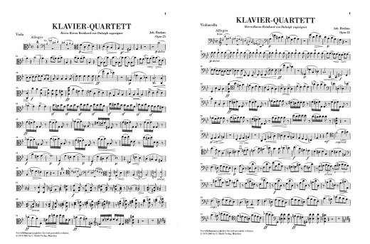 Piano Quartet g minor op. 25 - Brahms /Krellmann /Theopold - Violin/Viola/Cello/Piano - Parts Set