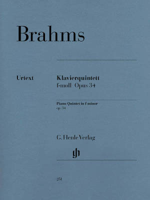 G. Henle Verlag - Piano Quintet f minor op. 34 - Brahms/Struck/Debryn - Piano/2 Violins/Viola/Cello- Parts Set