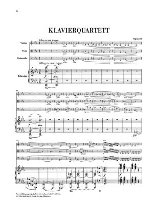 Piano Quartet c minor op. 60 - Brahms / Krellmann / Theopold - Piano/Violin/Viola/Cello - Parts Set