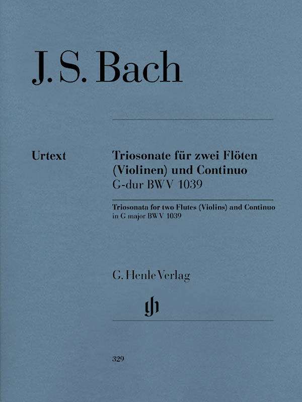 Trio Sonata G major BWV 1039 for two Flutes and Basso Continuo (with reconstructed version for two Violins) - Bach/Eppstein - Flutes/Cello/Piano - Parts Set