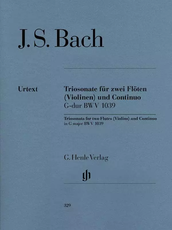 Trio Sonata G major BWV 1039 for two Flutes and Basso Continuo (with reconstructed version for two Violins) - Bach/Eppstein - Flutes/Cello/Piano - Parts Set