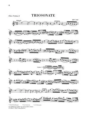 Trio Sonata G major BWV 1039 for two Flutes and Basso Continuo (with reconstructed version for two Violins) - Bach/Eppstein - Flutes/Cello/Piano - Parts Set