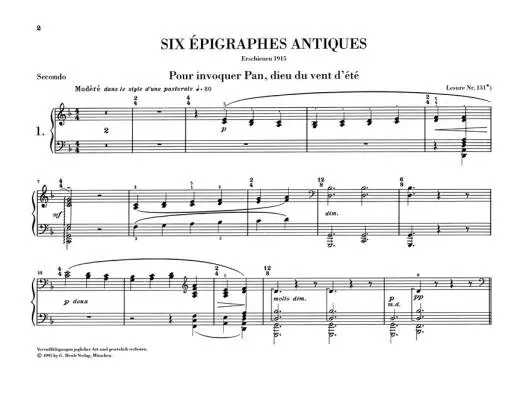 Six Epigraphes antiques for Piano Four-hands - Debussy /Heinemann /Groethuysen - Piano Duet (1 Piano, 4 Hands) - Book