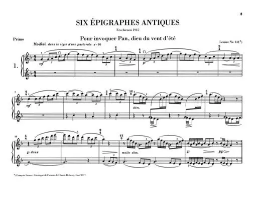 Six Epigraphes antiques for Piano Four-hands - Debussy /Heinemann /Groethuysen - Piano Duet (1 Piano, 4 Hands) - Book