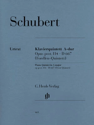 G. Henle Verlag - Quintet A major op. post. 114 D 667 (Trout Quintet) - Schubert/Haug-Freienstein/Schilde - Piano /Violin /Viola /Violoncello /Double Bass - Parts Set