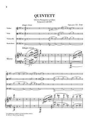 Quintet A major op. post. 114 D 667 (Trout Quintet) - Schubert/Haug-Freienstein/Schilde - Piano /Violin /Viola /Violoncello /Double Bass - Parts Set