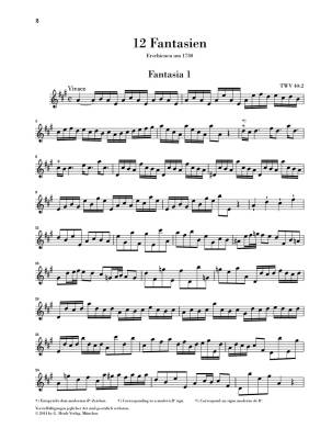 Twelve Fantasias for Flute Solo TWV 40:2-13 - Telemann/Beyer/Brown - Book